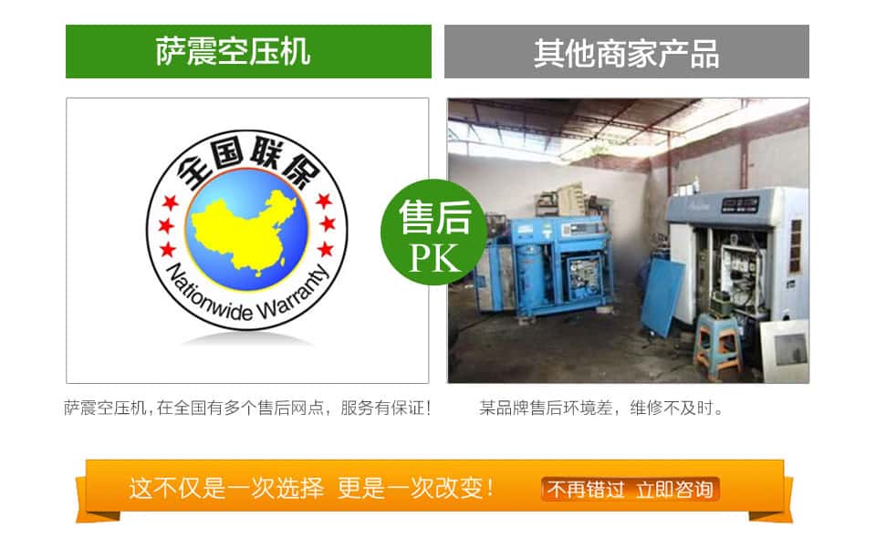 薩震空壓機(jī)與其他商家售后pk